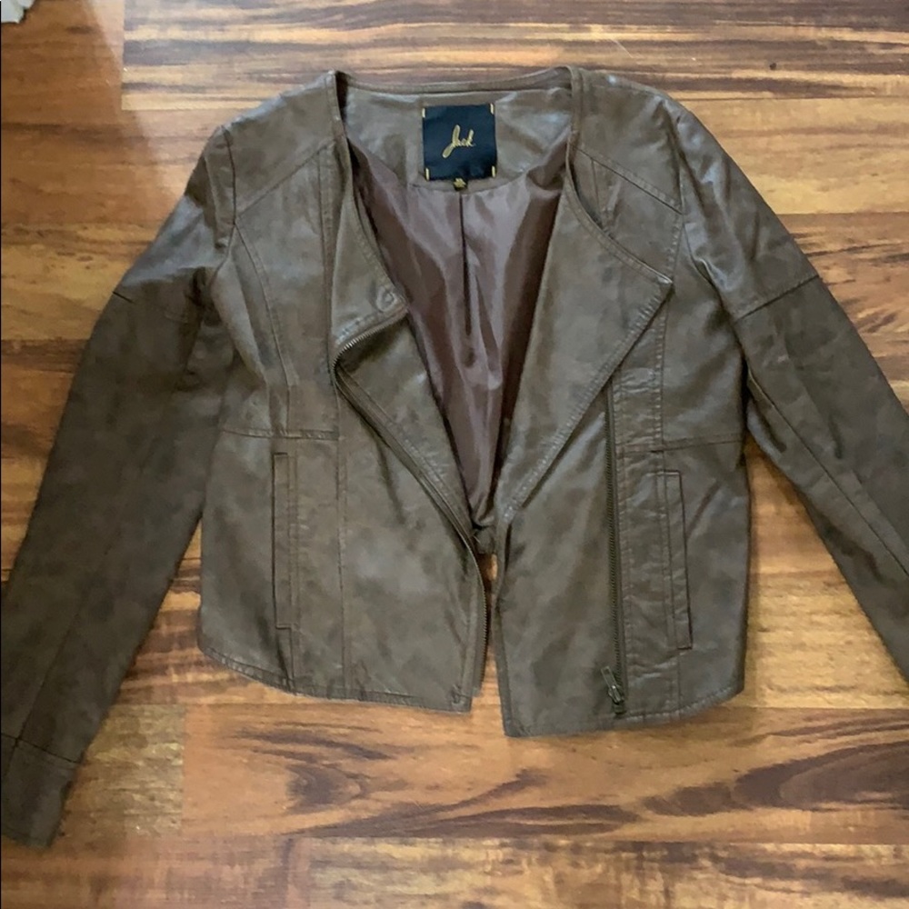 Jack by BB Dakota vegan leather brown jacket XS